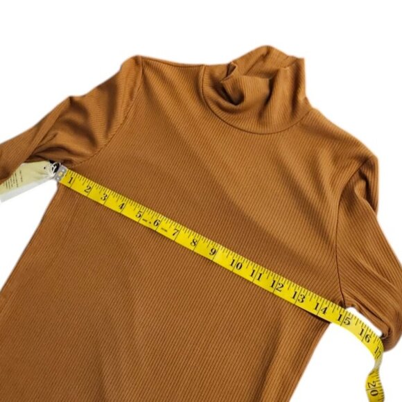 Aritzia Wilfred Only Hip, Long Sleeve, Mock Neck, Ribbed Shirt, Brown, Modal, M - Picture 6 of 8